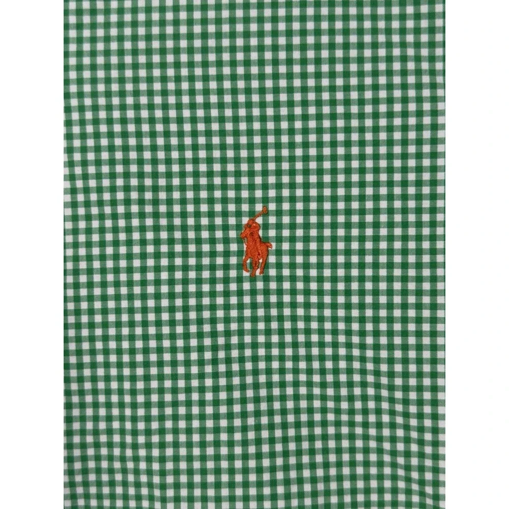 Polo Ralph Lauren Custom Fit Shirt Men's Large Green Gingham Check Button Down